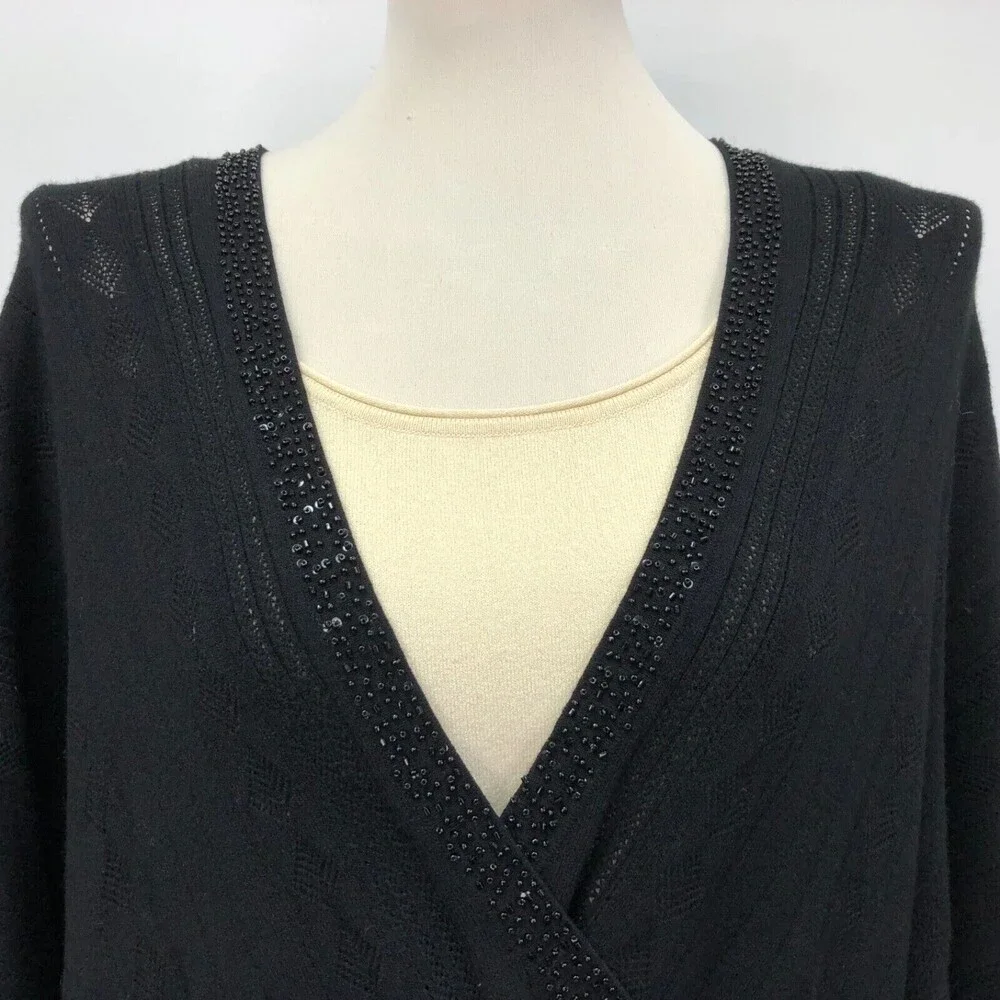 Jones New York Top Sweater 0X Women's Black Cream‎ Beaded NWT